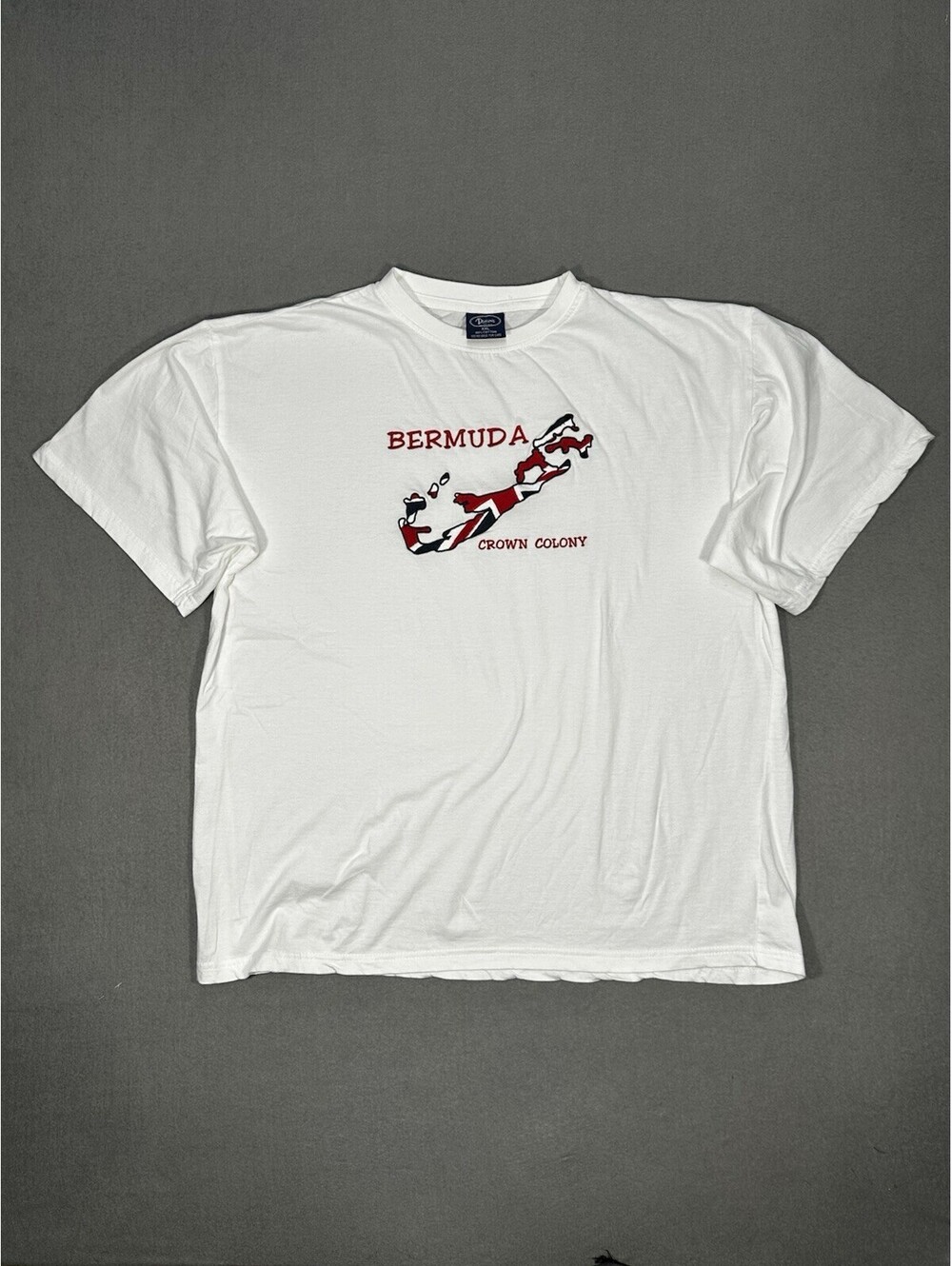 Bermuda Crown Colony T Shirt Men’s XL White Graphic Map Souvenir Tee